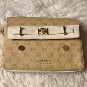 Bebe Beige and Ivory Clutch